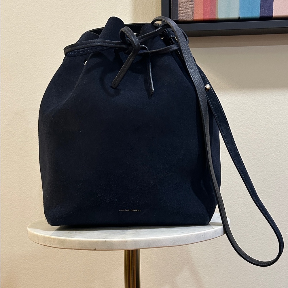 Mansur Gavriel Midnight Blue Suede Shoulder Bag